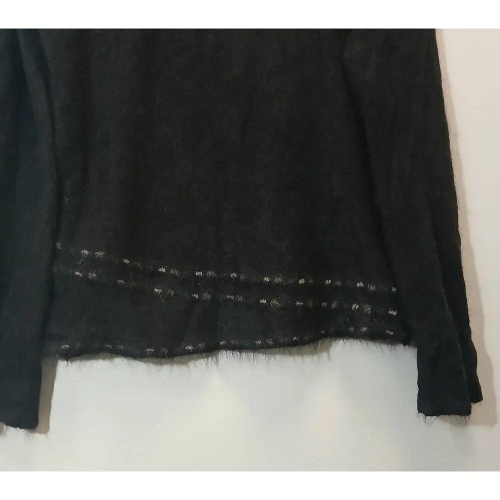 Migoscha womens medium sweater super kid mohair Italian black tan mockneck